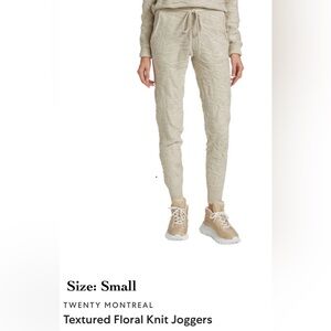 TWENTY MONTREAL
Textured Floral Knit Joggers, Ivory 
Size: Small